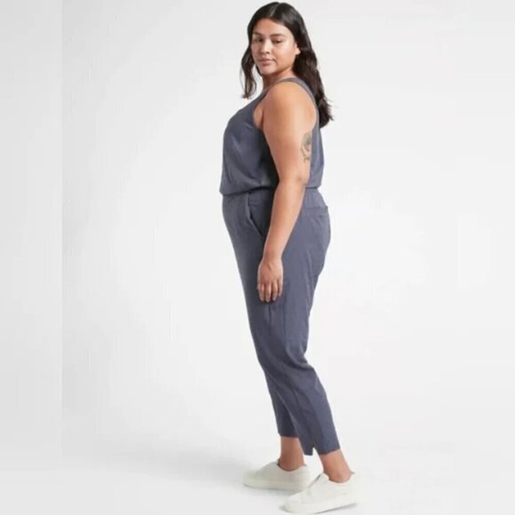 ATHLETA Brooklyn Textured Jumpsuit Medieval Violet Plus Size 24 #981034 MSRP$129 - Picture 3 of 14